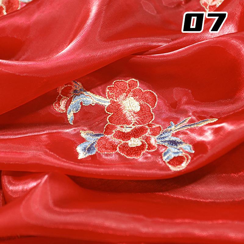 50*150cm Camellia Flower Embroidery Fabric For Sewing Ancient Hanfu Dress Skirts Stage Costume Chinese Designer Fabric