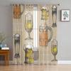 Red Wine Wine Bottle Wine Glass Sheer Tulle Window Curtains For Living Room Bedroom Kitchen Veiling Curtain Home Decoration