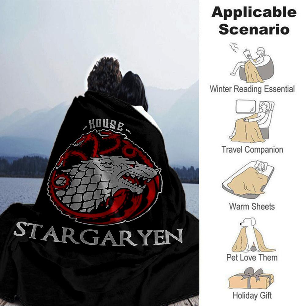 1pc House Stargaryen Soft Flannel All Season Throw for Home, Office, Outdoor UseDurable Comfort Soft Warm Throw for Home