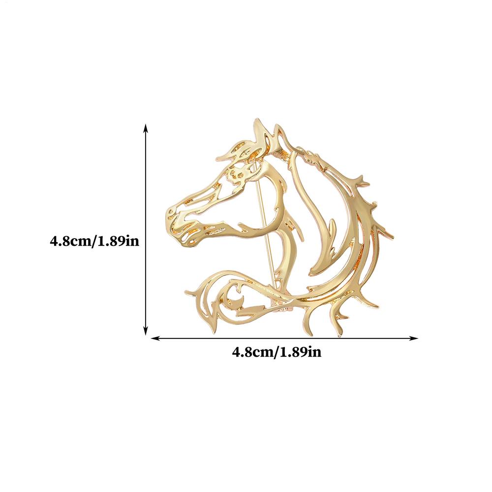 Creative Hollow Horse Head Stainless Steel Brooch Waterproof and Non-fading Men's Suit Accessories Lapel Pins Husband Gifts