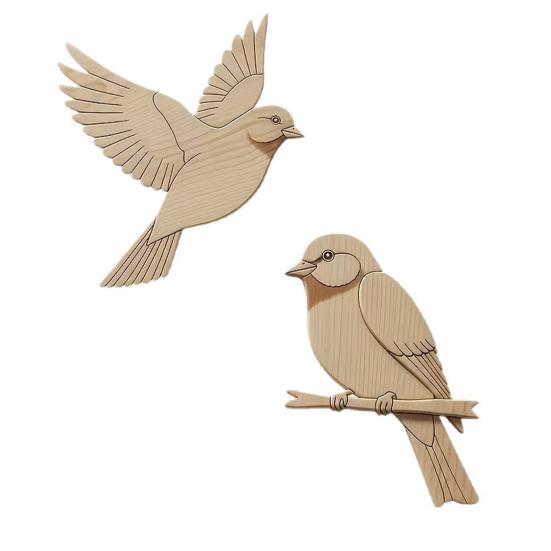 

2 Pcs Wooden Bird Wall Art Rustic Flying Sparrow And Bird on Tree Branch Wall Hanging Decor for Living Room Bedroom Kitchen Office Sets