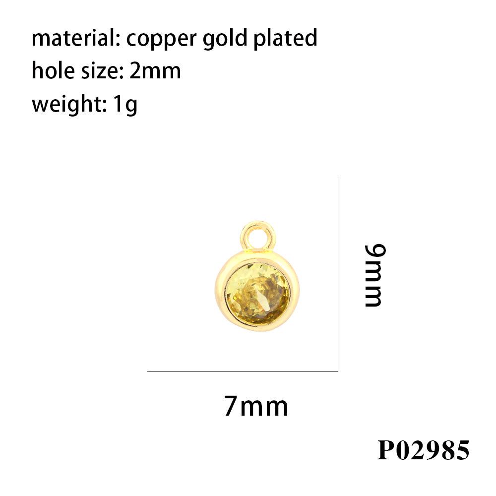 Colorful Zircon Round Birthstone Pendant for DIY Jewelry