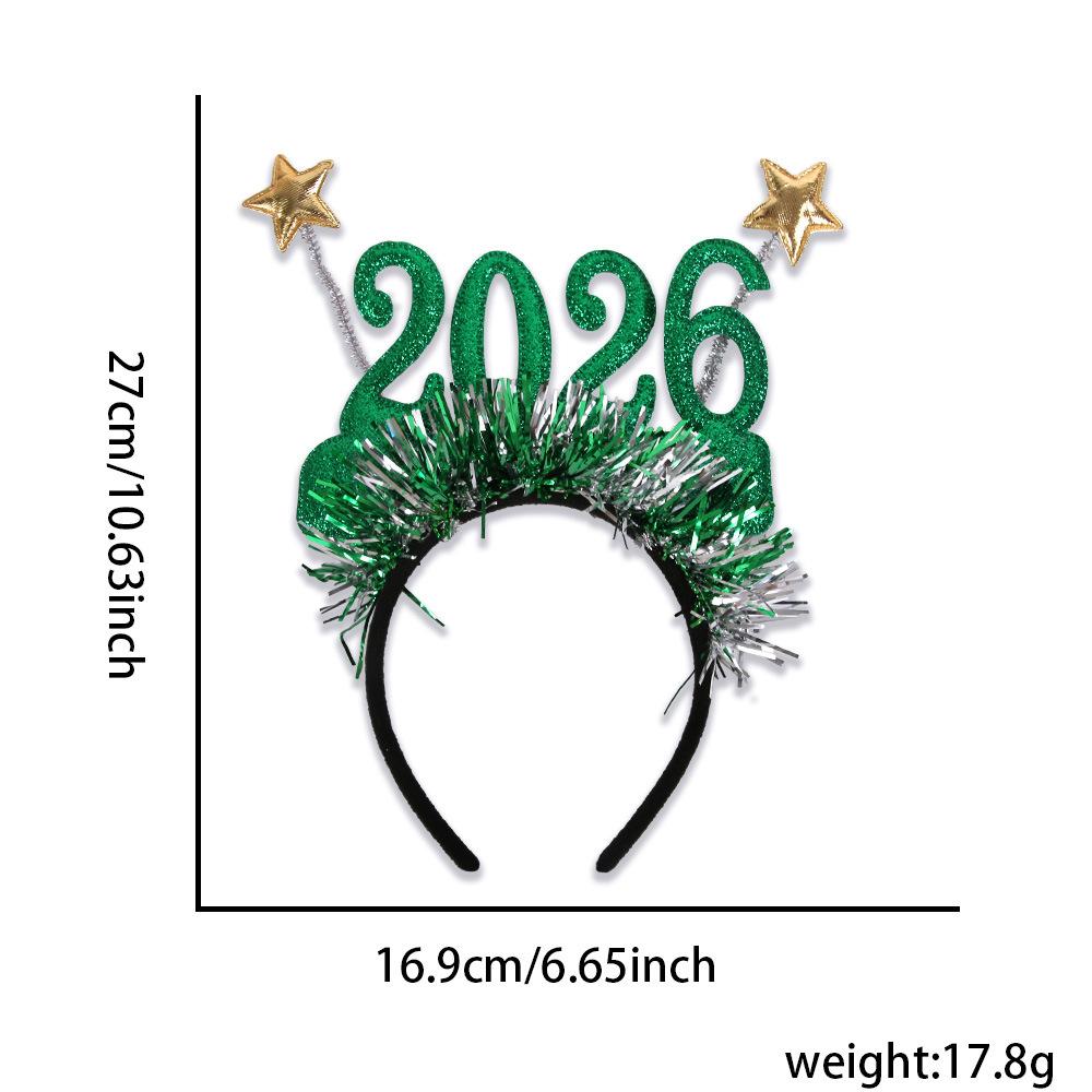 4pcs/set 2026 New Year Headband Glitter Star Headband Plastic Party Decor Christmas NYE Celebration Accessory Photo Props