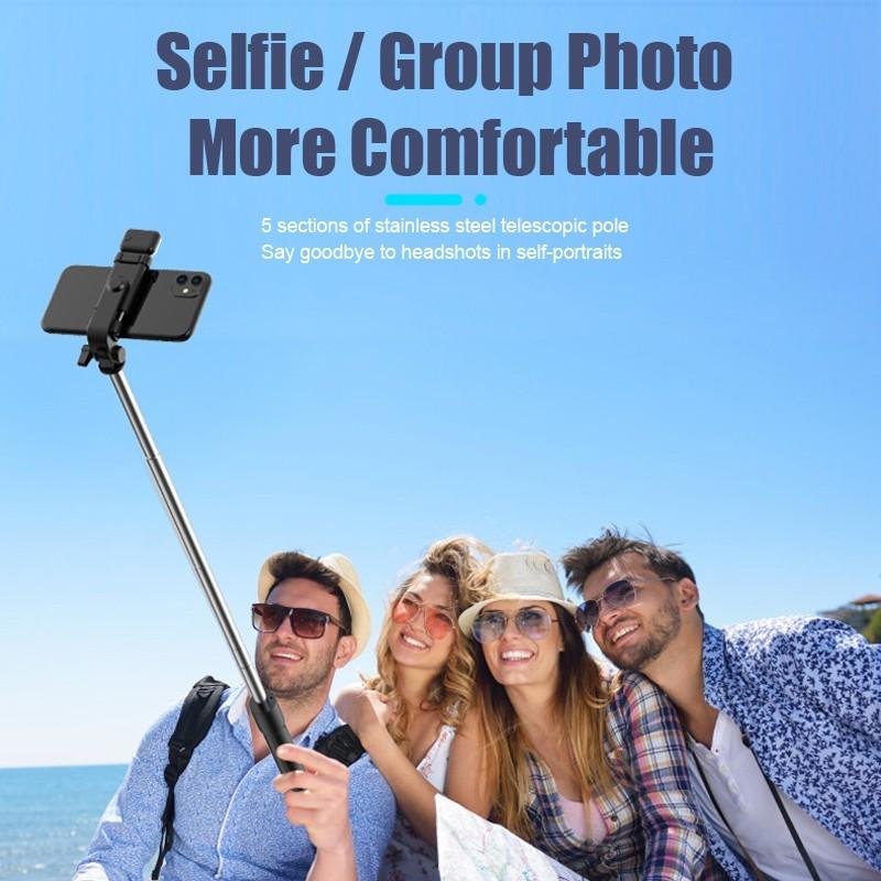 Mini Składany Statyw Bluetooth do Selfie z Lampą Wypełniającą Zdalny Wyzwalacz Bluetooth Wysuwany Drążek do Telefonu Komórkowego Huawei Xiaomi IPhone