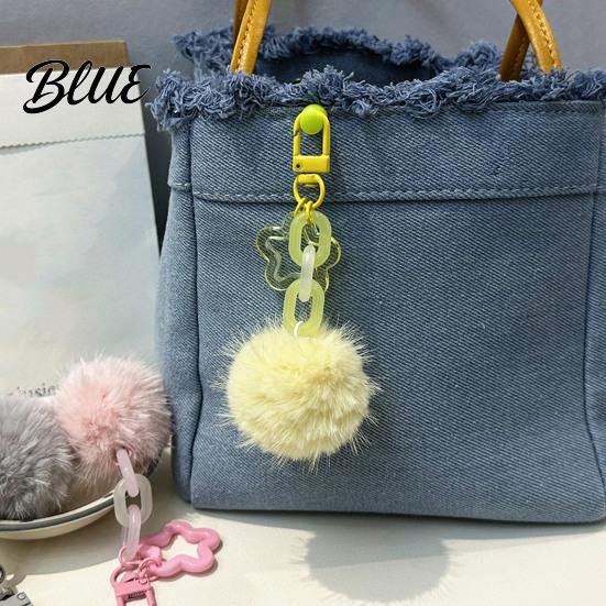 Multi Purpose Hanging Accessory Plush Ball Keychain Fluffy Pompom Pendant with Hollow Star Backpack Women Bag Ornament Purse Decorative Accessories,