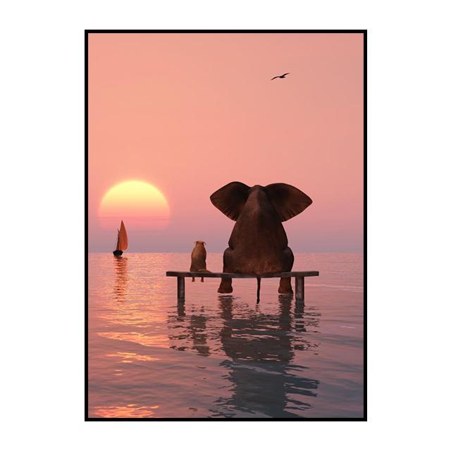 Słoń Balon Zwierzę Plakat Nordycki Styl Kreskówki Dekoracyjne Obrazy Ścienne Sztuka Wydruki Nowoczesny Dom Pokój Dekoracja Płótna Malarstwo Bez Ramy