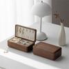 B97A-Jewelry Box Double-Layer Wooden Case Earring Necklace Bracelet Storage Organizer Wedding Gift In Walnut Wood