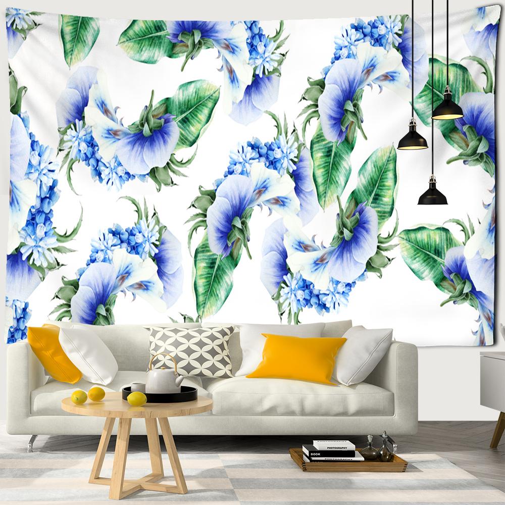 

Простий квітковий гобелен Настінний звичайний богемський поліестеровий спальний килимок Спальня Декоративне фонове полотно 95x70CM