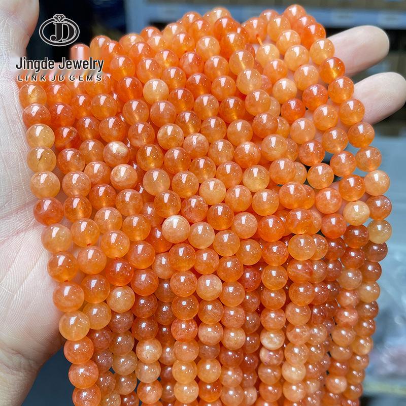Jinde Jewelry Orange Chalcedony & Imitation Red Aventurine Round Beads for DIY Bracelets
