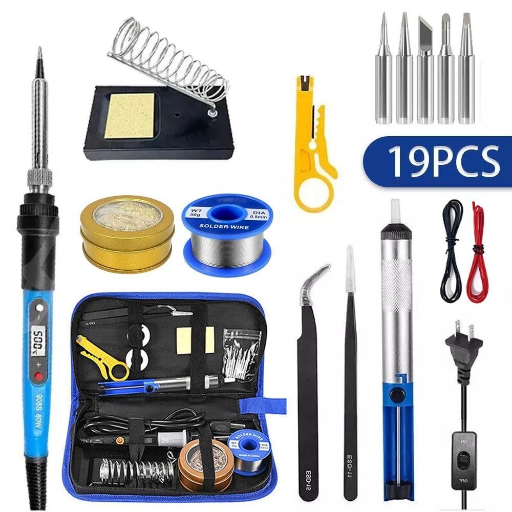

Electric Soldering Iron 80W Welding Gun Tool Kit Heat Pencil Repair Tools Adjustable Temperature Replaceable Soldering Iron Head синий