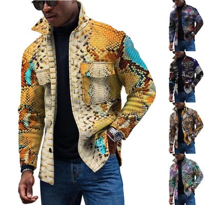Men's Fashion Trend Daily Casual Printed Long Sleeve Button Down Jacket