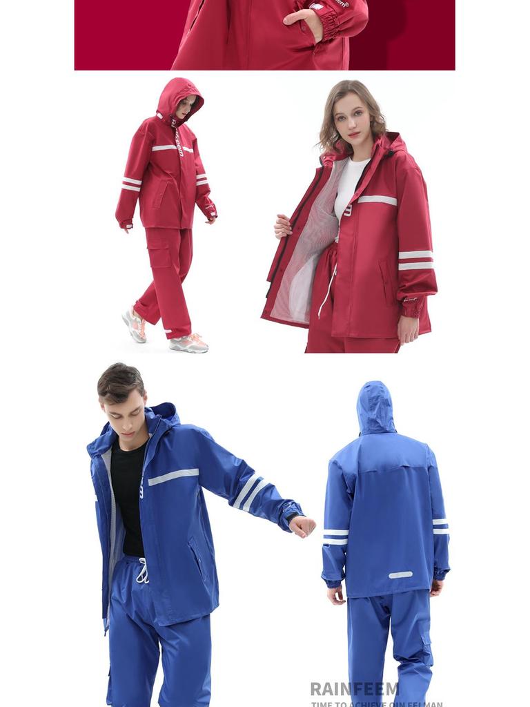 Qinfeiman Double Layer Motorcycle Raincoat and Pants Set for Outdoor Riding