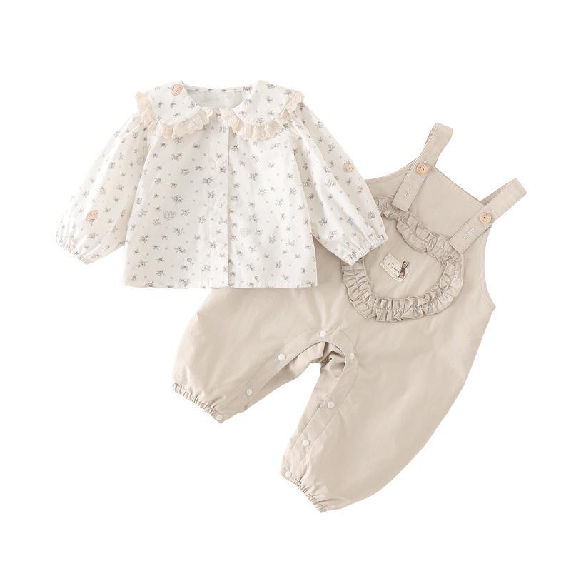 Korean-Style Long Sleeve Overalls Set for Newborns & Toddlers - Unisex, Super Cute 2026 Design