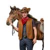 Men's Costume Set with Fringed Vest Hat Belt Bandana 6-Piece Outfit for Halloween Party