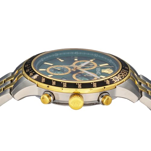 Versace Men's Sport Chrono Watch VEZCA0524, Quartz Movement, Water Resistant, Sapphire Crystal, Green Dial, Stainless Steel [Parallel Import]