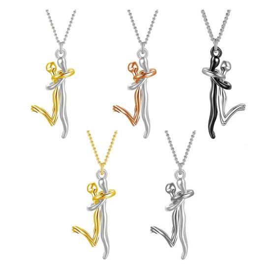 Paar Umarmung Anhänger Halskette 3D Umarmendes Paar Anhänger Halskette Romantische Liebeshalskette Valentinstag Jubiläumsgeschenk