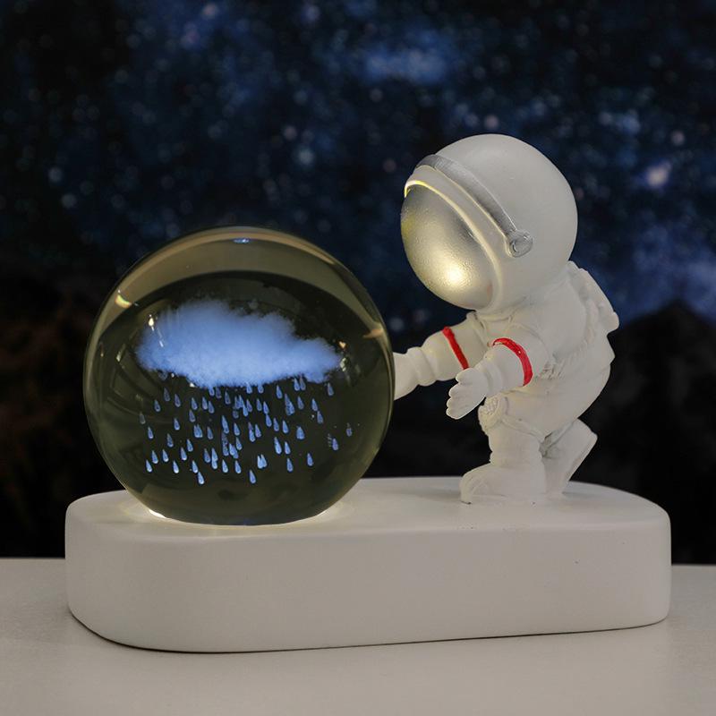Creative Astronaut Night Light with Crystal Ball Base - Moon Festival Gift Ornament