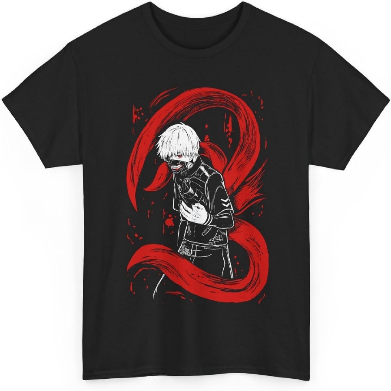 

Tokyo Anime Ghoul Ken Kaneki Shirt Merch Casual Short Sleeved T Shirt Unisex Tee M-55 XXXXXL чорний