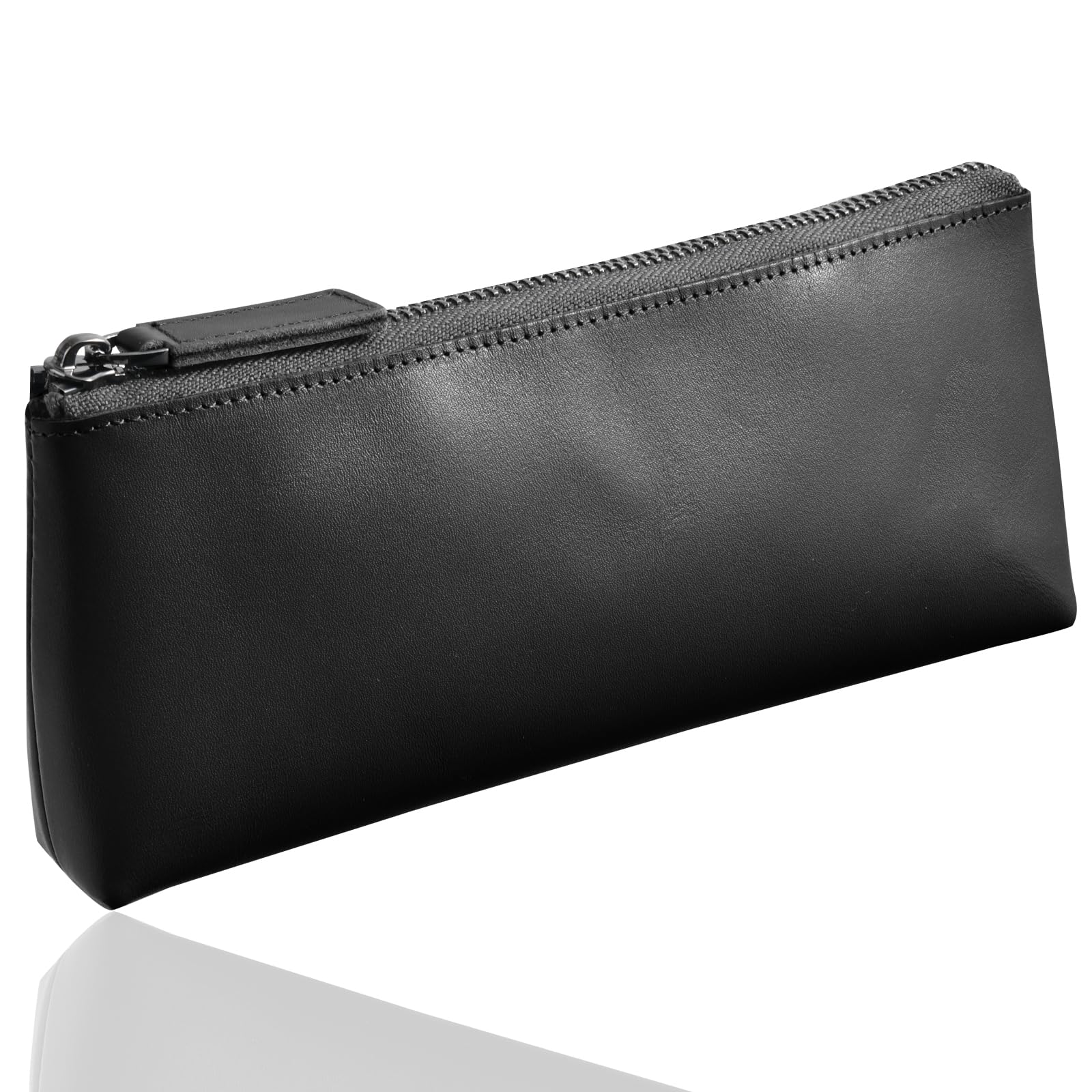 

KABANTiFY Genuine Leather Pencil Simple Soft Smooth Large Holds Fountain Easy Gift for Working High School Men and Women Case, Slim, Stylish, Design, чёрный