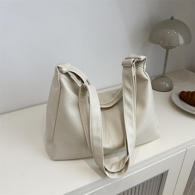 Stylish Soft Pu Tote Bag For Women With Ruffled Design In Black White Or Brown