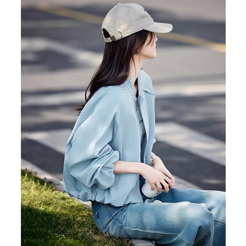 

Женская осенняя бейсбольная куртка 2025 с кулиской и расклешенным низом L