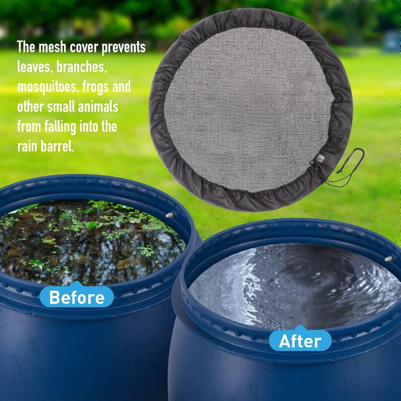 Red de Cubierta de Malla de 30-120 cm para Barril de Lluvia Cubo de Recolección de Agua Filtro Anti-Caída de Gotas de Lluvia Hojas Herramientas de Protección del Agua