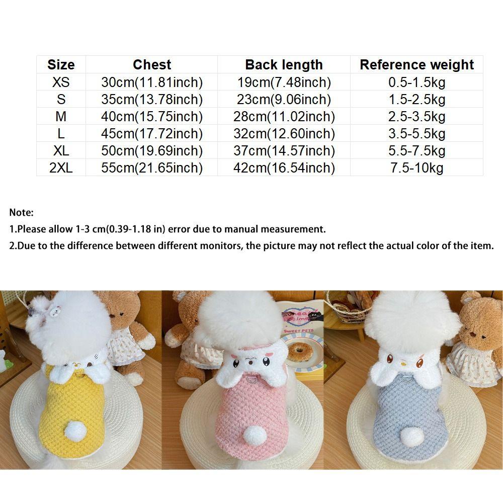 Cute Cartoon Dog Hooded Vest Thicken Warm Pet Cross Dressing Clothes Comfortable with D-ring Cat Outerwear Daily Walk