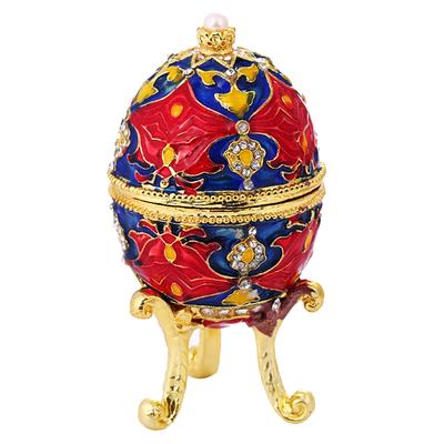 אמייל אדום Faberge תכשיטי ביצת פסחא מיכל אחסון טבעת נישואין