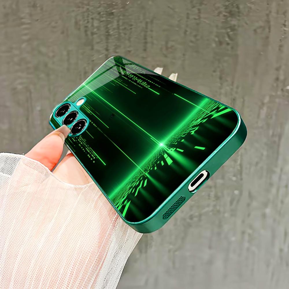Man Programmer code PhoneCase Glass PhoneCase for Samsung Galaxy S26 S25 S24 S23 S22 S21 FE Ultra Plus green Exquisite Business