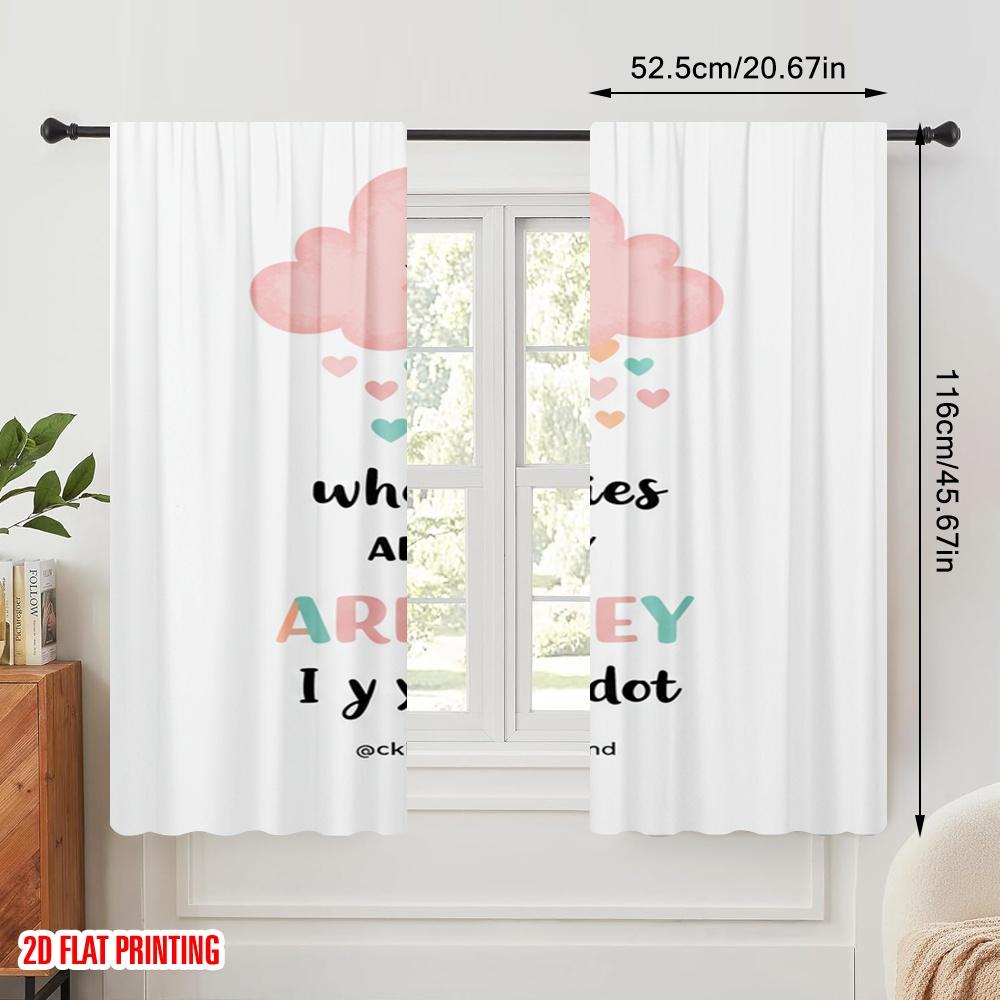 2pcs 2D flat printing Drapes Pink Cloud Hearts Polyester Without Electricity Party Decorations for Holiday Portraits and