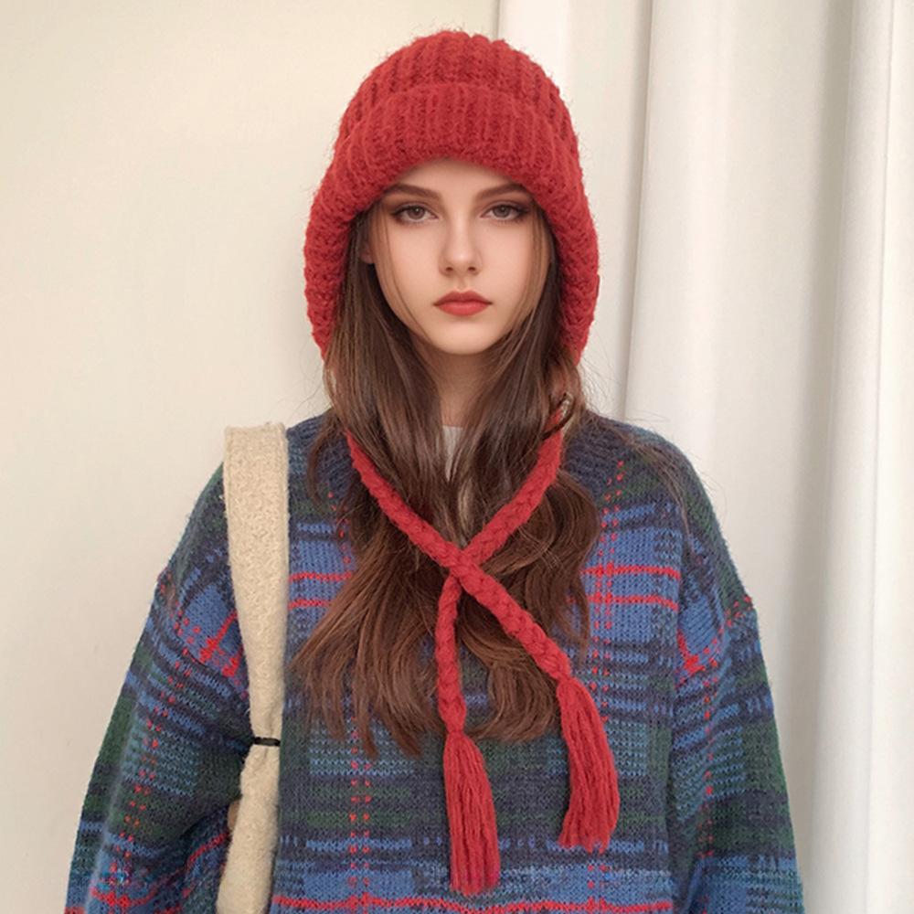 Autumn and Winter Colorful Knitted Hat Ins Loose American Retro Lazy Style Couple Knitted Tassel Hat