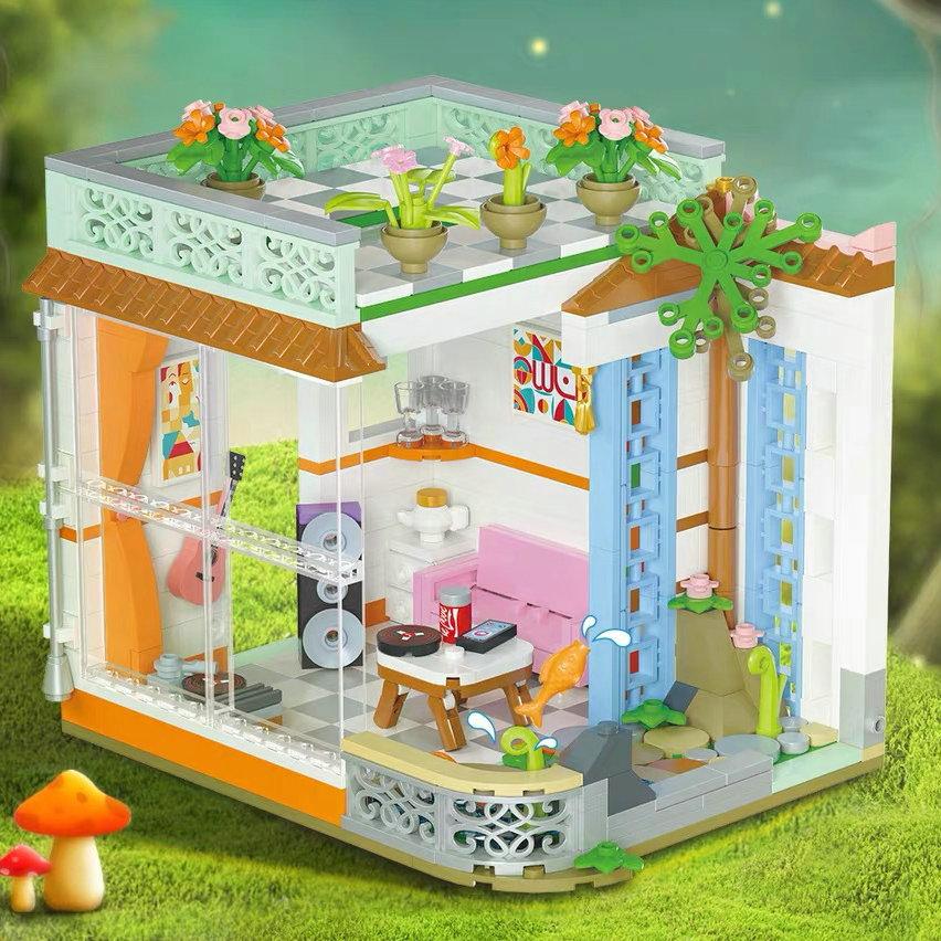 Meisjes Assemblage Spel Bouwsteen Set Prinsessen Winkel Tuin Studeerkamer Speelruimte Schaalmodel Cadeau Speelgoed Tuin Compatibel met
