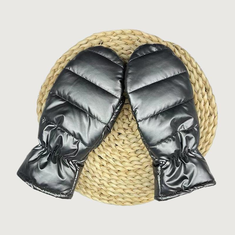 

Женские зимние теплые перчатки-варежки с полными пальцами, водонепроницаемые, с глянцевой поверхностью, аксессуары для езды на велосипеде, катания на лыжах на открытом воздухе серый