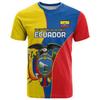 Summer Round Neck 3D Ecuadorian National Emblem and Flag Pattern Printed Top Fashionable Casual Short Sleeved Children's Boy T-shirts