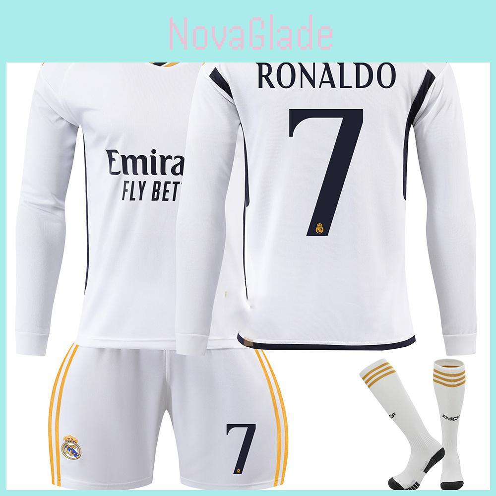 Fashionable 2324 Real Madrid Long Sleeve Football Jersey For Kids Vini Jr. Beckham Modric
