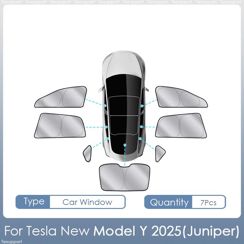 For Tesla Model Y Juniper 2025 Accessories SunShades Roof Sunshade Sunroof Upgrade Graphene Windshield Sunshades Privacy Curtain