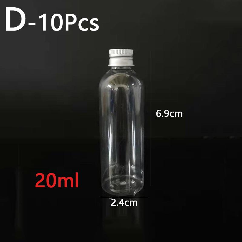10pcs Transparent Plastic Empty Bottle Clear Storage Jars Tin Pot Cosmetic Containers With Aluminum Cap Lids For Home Kitchen