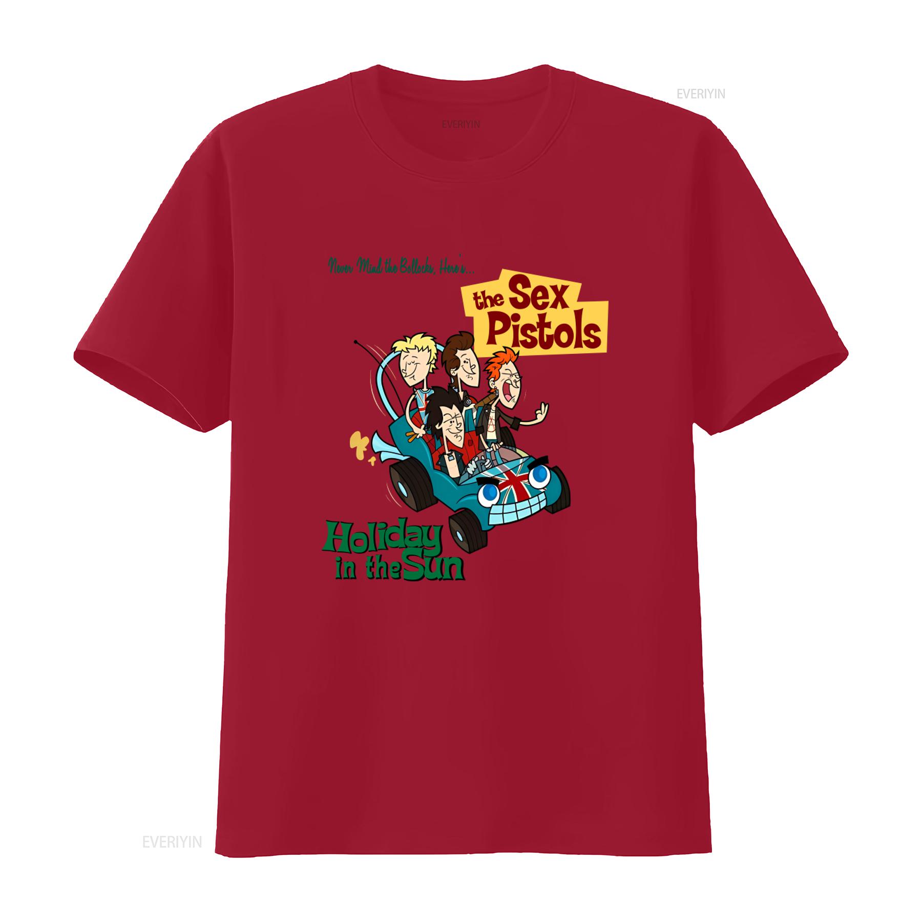 Sex Pistols Band T Shirt Holidays In The Sun Design for Rock Fans vintage Washed streetwear Casual Stylish S