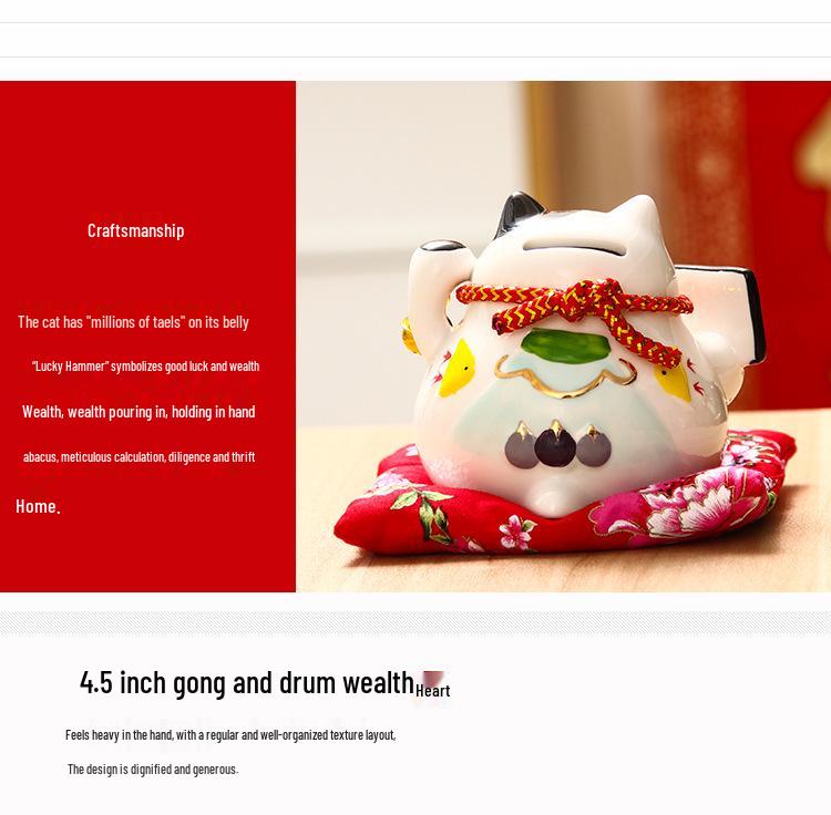 Creative Japanese Fortune Cat Ceramic Piggy Bank - Lucky Gift for Store Openings