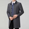 Spring and Autumn Middle-aged Men's Mid-length Wool Windbreaker, Middle-aged and Elderly Long Lapel Casual Wool Coat Dad's Coat