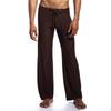 Pantaloni Pigiama Larghi Dritti da Uomo in Seta di Ghiaccio con Coulisse - Colore Unito, Taglie Forti, Abbigliamento Yoga