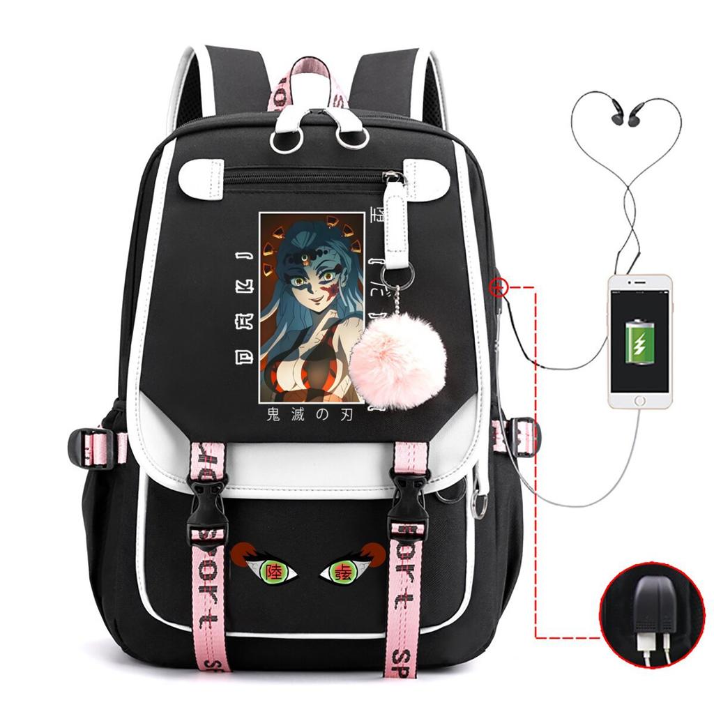 New Ghost Destroyer Peripheral Animation Korean Edition Student Leisure School Bag Large Capacity Multifunctional Backpack with USB