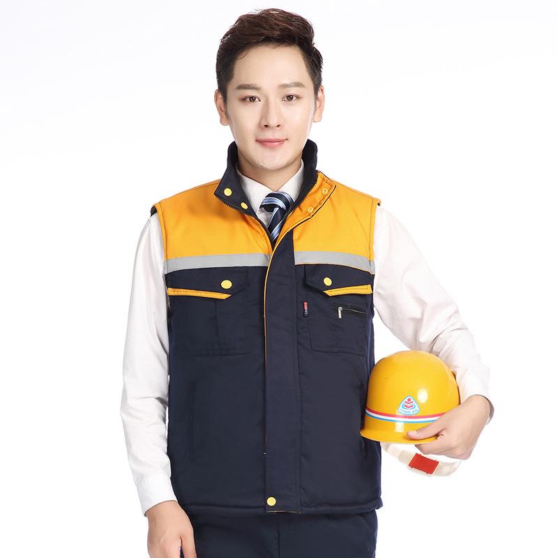 Cotton Labor Protection Vest Work Clothes Men s Thickened Workers  Construction Saddle Printed Reflective Strip M