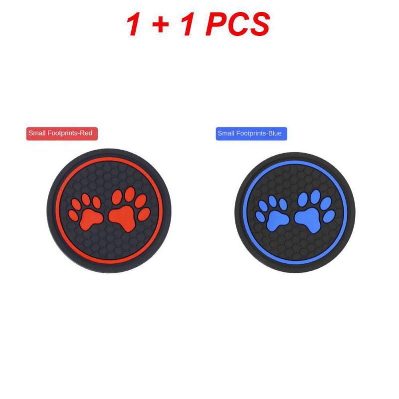 

2/3PCS Car Round Water Coaster Creative Shockproof Cartoon Footprint Shape Stereoscopic Carving Car Accessories