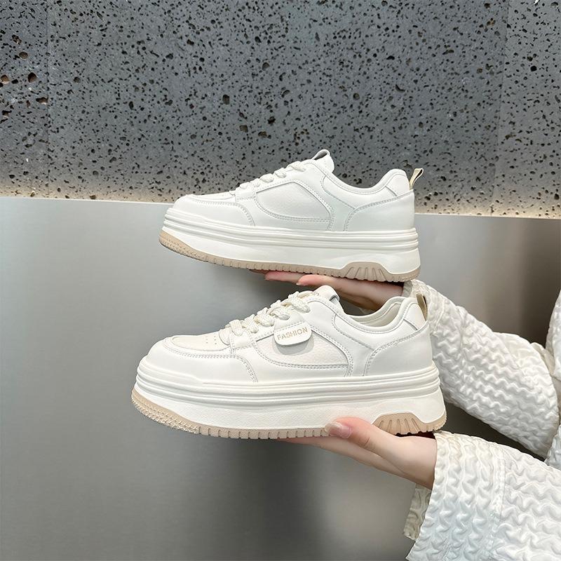 Leather Little White Shoes Women's Autumn New Thick Baseplate Shoes Women's Casual Sports Shoes Women's Inner Height Increase Women's Shoes