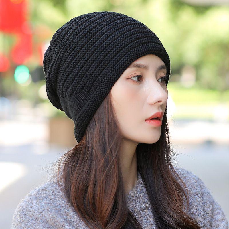 

Шапка Женская Зимняя Универсальная Модная Нового Иностранного Стиля Большой Окружности Головы Вязаная Шерстяная Шапка Подчеркивающая Лицо Маленькая Шапка-Бини loose version [54-60cm] чёрный