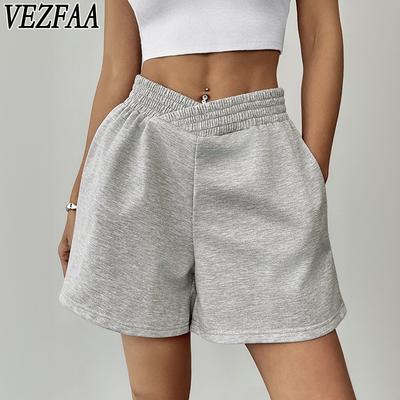 Pantaloncini sportivi a vita alta con stampa tinta unita casual alla moda da donna