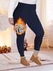 Kaffee Fleece Winter Fleecegefütterte Verdickte Übergröße Leggings Damen High-Waist Bauchkontrolle Warme Herbst/Winter Leggings