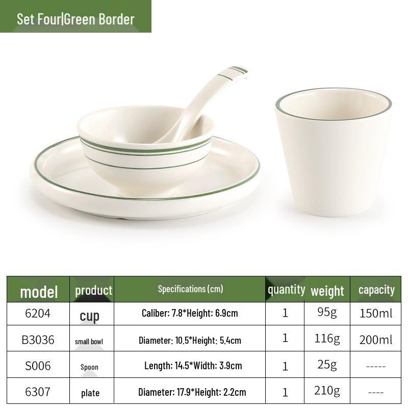 Melamine Four-Piece Table Set: Imitation Porcelain Plastic Bowls & Plates for Restaurants and Hotels