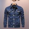 Spring Men Denim Jacket Lapel Single Breasted Solid Color Fashion Motorcycle Jeans Jacket